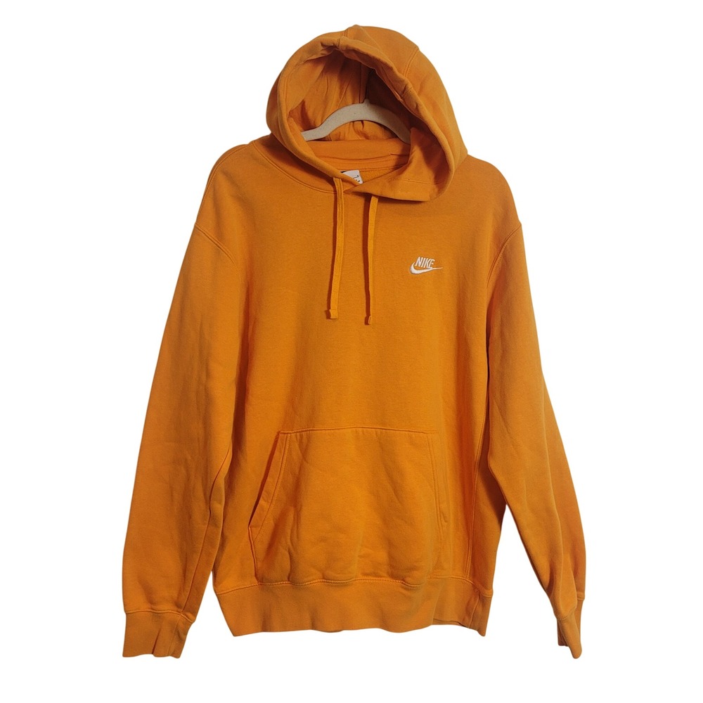 Nike Orange Club‎ Pullover Hoodie Embroidered Swoosh Logo Pocket Size Large